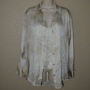NWOT $957 Sz XS Avant Toi Marmo Effect Silk Long Sleeve Blouse w/ Camisole